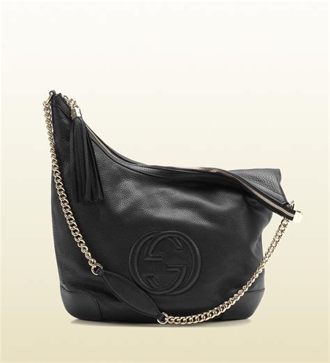 gucci soho black leather shoulder bag with chain strap|soho bag Gucci price.